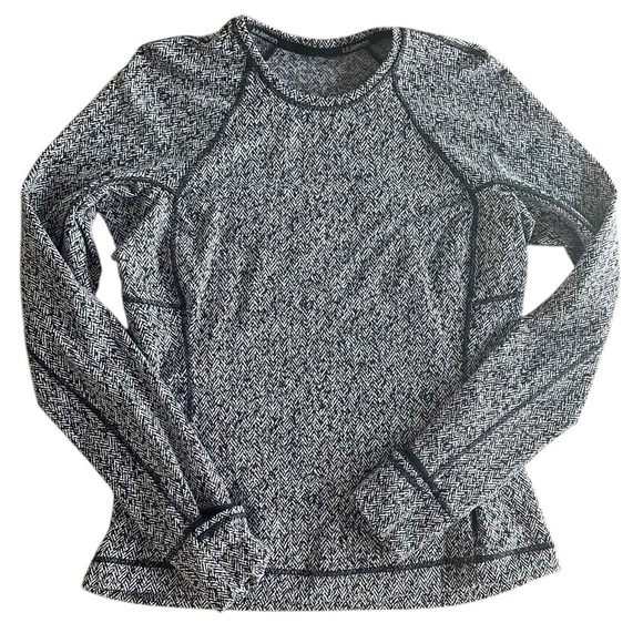 Lululemon Runderful Herringbone Cold Weather Stretch Running Top Sz 10 Like New - Picture 2 of 11